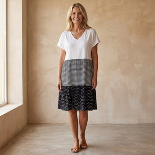 CAREMA - Robe à imprimé rayé et à pois