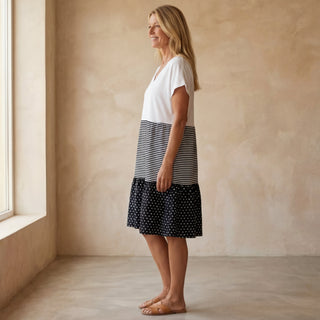 CAREMA - Robe à imprimé rayé et à pois
