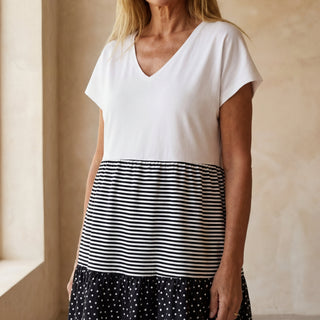 CAREMA - Robe à imprimé rayé et à pois