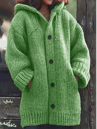 Cardigan à capuche en maille épaisse pour femme