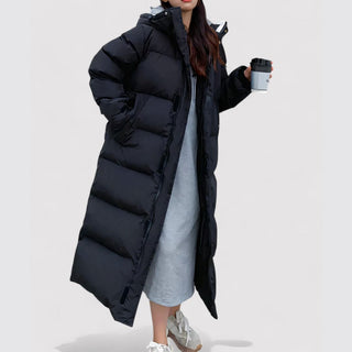 Veste coupe-vent Vitoria noire matelassée, capuche, fermeture zippée, poches latérales