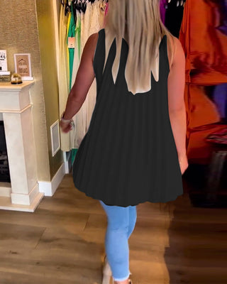 Chemise Sans Manches | Col Ouvert | Ourlet Asymétrique