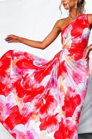 Liselotte | Robe de Fleurs Élégante à Une Épaule – Chic Coloré pour des Occasions Spéciales