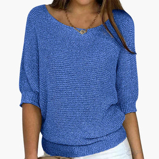 Pull Femme Maille Légère Col Bateau Manches Courtes