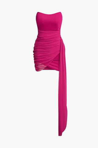 Selina | Robe mini bandeau asymétrique avec drapés – Élégance sensuelle pour des occasions spéciales