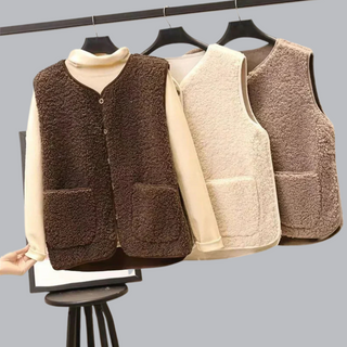 Lot de gilets sans manches en fausse peau : marron, beige et brun, col montant