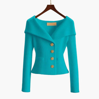 Cardigan ajusté en maille pour femme avec col élégant