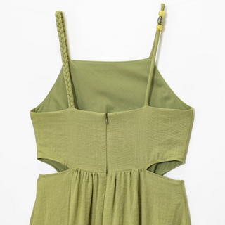 Benedikta | Robe maxi sans manches en lin avec détail découpé et bretelles spaghetti