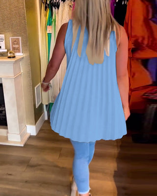 Chemise Sans Manches | Col Ouvert | Ourlet Asymétrique