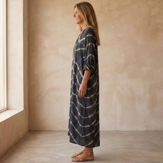 BOMEA - Robe à manches longues à rayures bohèmes