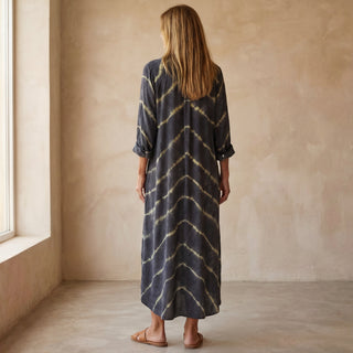 BOMEA - Robe à manches longues à rayures bohèmes