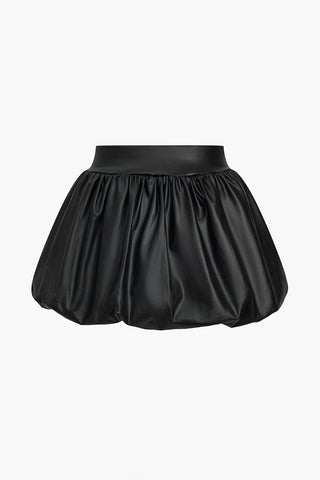 Cordula | Jupe mini ballon extravagante en simili cuir avec ceinture élastique