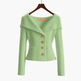Cardigan ajusté en maille pour femme avec col élégant