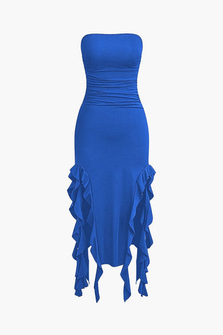 Sofia | Robe maxi bandeau élégante avec détails volant – Raffinement intemporel