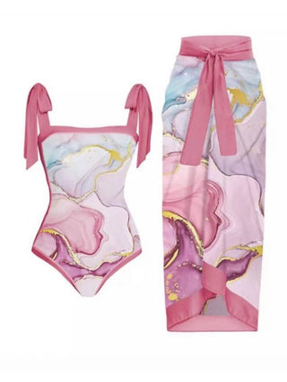 Maillot De Bain Une Pièce | Motif Imprimé | Bretelles À Nouer