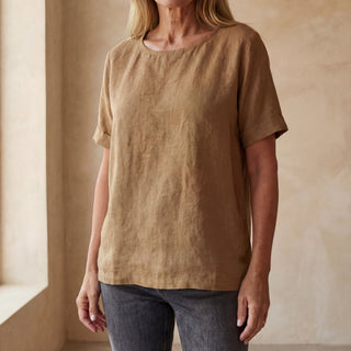 BAUA - T-shirt en coton et lin à col rond