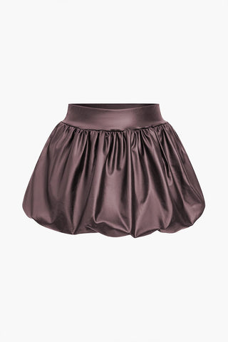 Cordula | Jupe mini ballon extravagante en simili cuir avec ceinture élastique