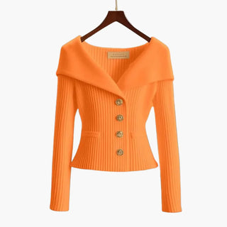 Cardigan ajusté en maille pour femme avec col élégant