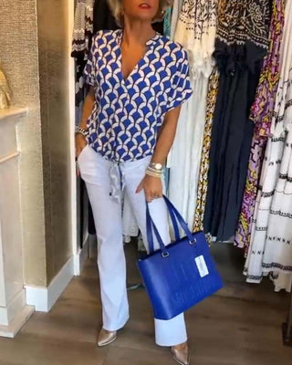 Blouse | Motif Géométrique Écailles | Col V