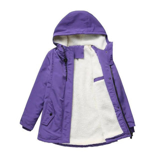 Parka FROSTHAVEN violette à capuche, doublure sherpa, fermeture zippée, poches