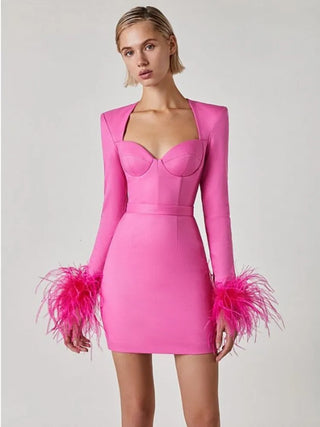 Sofia | Robe Mince Élégante avec Détails en Plumes