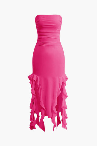 Sofia | Robe maxi bandeau élégante avec détails volantés – Élégance intemporelle