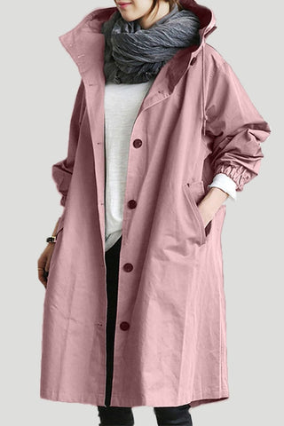 Manteau imperméable pour femme avec capuche et coupe longue