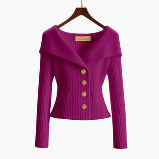Cardigan ajusté en maille pour femme avec col élégant