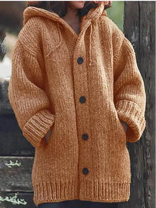 Cardigan à capuche en maille épaisse pour femme