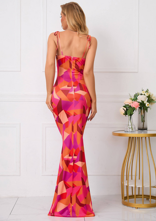 Robe maxi ajustée avec motif floral et détails en nœud – rêve d'été féminin