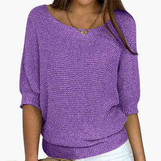Pull Femme Maille Légère Col Bateau Manches Courtes