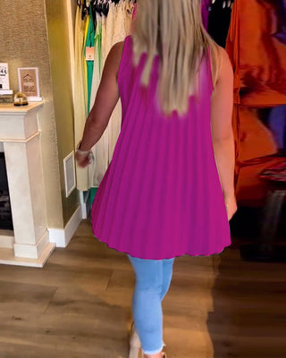 Chemise Sans Manches | Col Ouvert | Ourlet Asymétrique