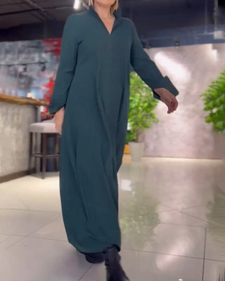 Robe Maxi | Col V | Manches Longues