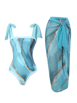 Maillot De Bain Une Pièce | Motif Imprimé | Bretelles À Nouer