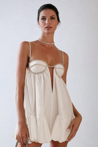 Sophia | Robe Mini Glamoureuse avec Bandes en Cristal – Féminine & Élégante pour des Occasions Spéciales