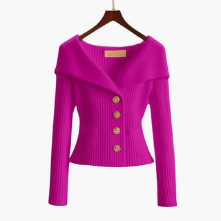 Cardigan ajusté en maille pour femme avec col élégant
