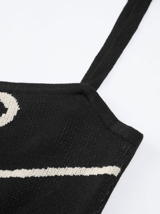 Maisie | Robe midi cintrée en béton avec motif abstrait et délicates bretelles spaghetti