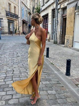Katharina | Robe en satin élégante sans dos pour mariage et fête