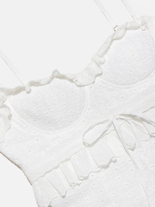 Hanna | Robe en dentelle romantique avec volants – Élégance féminine en blanc