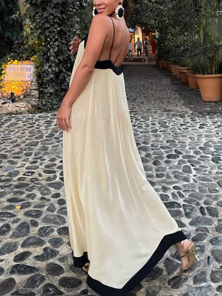 Adeltraud | Robe maxi fluide à décolleté en V avec des détails contrastants