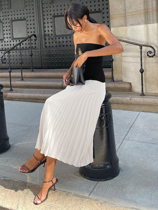Elise | Haut Bustier Élégant & Jupe Maxi Fluide pour un Look Élégant