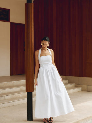 Charlotte | Robe Maxi A-Ligne à Dos Nu – Élégance estivale