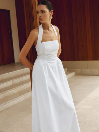 Charlotte | Robe Maxi A-Ligne à Dos Nu – Élégance estivale