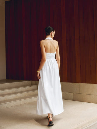 Charlotte | Robe Maxi A-Ligne à Dos Nu – Élégance estivale