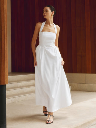 Charlotte | Robe Maxi A-Ligne à Dos Nu – Élégance estivale