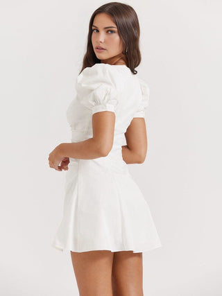 Thea | Robe Mini à Manches Bouffantes Romantique – Élégance Féminine pour l'Été
