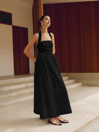 Charlotte | Robe Maxi A-Ligne à Dos Nu – Élégance estivale