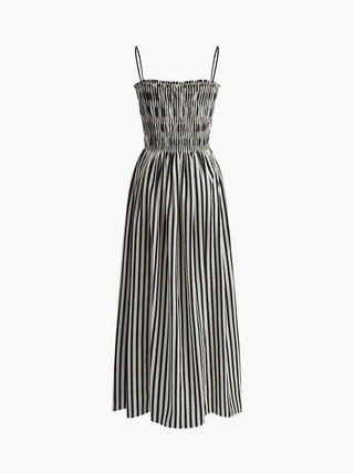 Miriam | Robe d'été élégante avec motif rayé et haut à volants