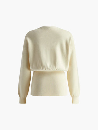 Cardigan beige manches longues, vue de dos, bouton non visible