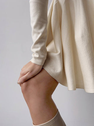 Alina | Robe patineuse élégante pour femmes en crème avec manches longues